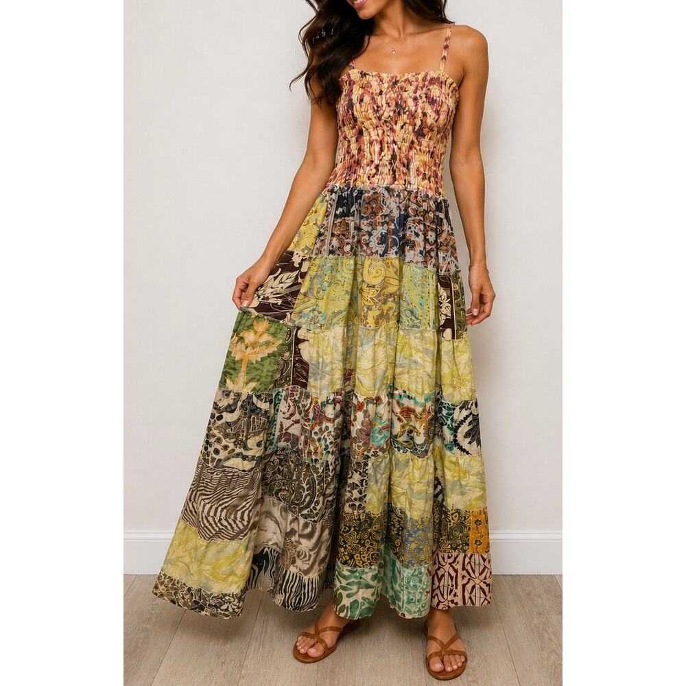 POL Boho Patchwork Maxi Dress